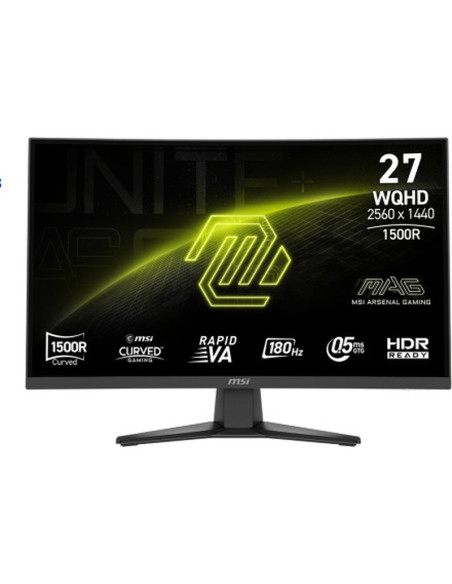 Monitor MSI 9S6-3CE91H-010 - Monitor 27" (2560x1440) msi mag 275cqf e18 16:9 curved rapidva 0,5ms 180hz 2xhdmi dp hdr negro