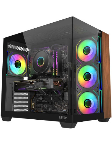 Caja ABYSM AB128534 - Caja pc abysm danube sava nature 285b black argb torre atx, itx, micro atx - lateral y frontal cristal y