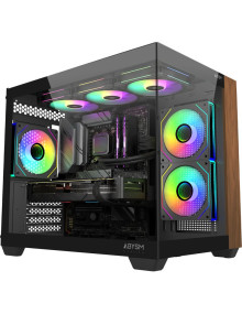 Caja ABYSM AB128535 - Caja pc abysm danube sava nature 285c black argb micro atx, itx - lateral y frontal cristal templado