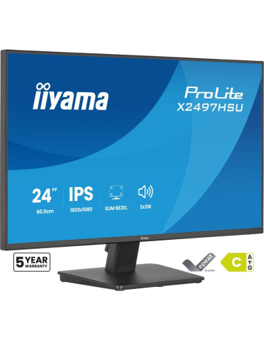 Monitor IIYAMA X2497HSU-B1 - Monitor iiyama prolite x2497hsu-b1, led 23,8 negro (mate), fullhd, ips, hdmi, dp, concentrador usb