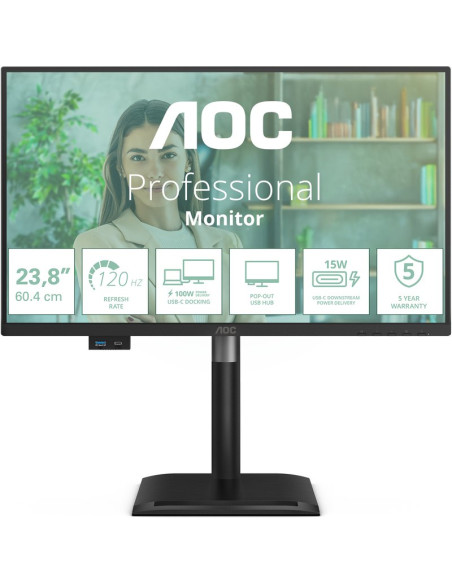 Periferico AOC 24P4CV - Aoc 24p4cv 23.8" ips fhd 120hz 4ms hdmi dp usb c pd96w hub usb speakers has 150mm