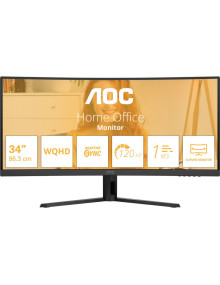 Monitor AOC CU34B3E - Monitor aoc basic-line cu34b3e b3 series led curvado 34" 3440 x 1440 wqhd @ 120 hz va 300 cd/m² displayp