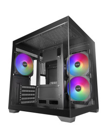 Caja MARS GAMING MCVIEW3 - Caja pc microatx mars gaming mc-view3 gpu max 330mm cristal templado panoramico argb usb-c negra
