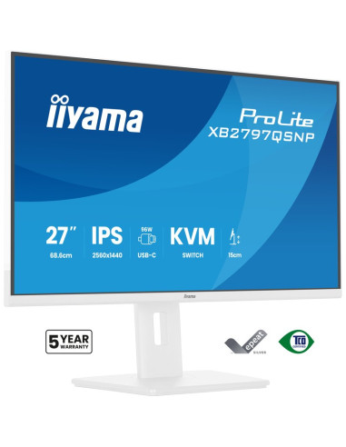 Red IIYAMA XB2797QSNP-W1 - Monitor iiyama 27" 2560 x 1440 pixeles quad hd led panel ips ajustable usb-c kvm lan white version
