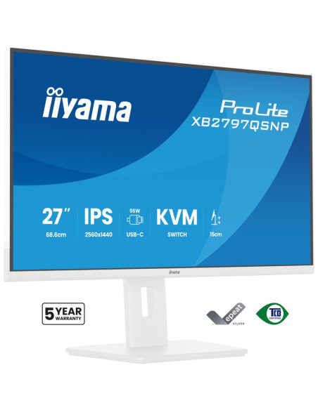 Red IIYAMA XB2797QSNP-W1 - Monitor iiyama 27" 2560 x 1440 pixeles quad hd led panel ips ajustable usb-c kvm lan white version