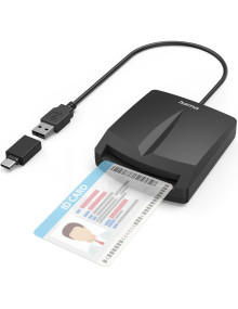 Accesorio HAMA HAMA-00053398 - Hama single lector de tarjeta inteligente dni - indicador led - cable usb-a integrado negro