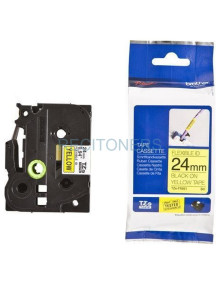 CINTA LAMINADA FLEXIBLE. TEXTO NEGRO SOBRE FONDOAMARILLO 24MM X 8M TZ-EFX651