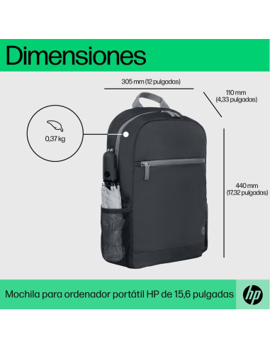Accesorio HP 9W0Z7AA - MOCHILA HP PORTATIL 15,6" NEGRO/GRIS