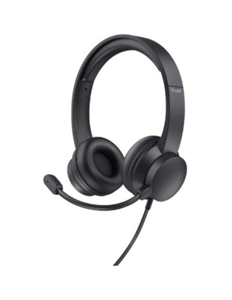 Altavoz TRUST 58053 - TRUST AURICULARES HS-150 ESTEREO JACK 3.5MM CON MICROFONO FLEXIBLE AJUSTABLE NEGRO