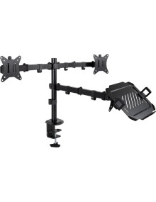 Accesorio TOOQ DB1202TN-B - SOPORTE DE MESA PARA 2 MONITORES Y 1 PORTATIL TOOQDB1202TN-B/ GIRATORIO/