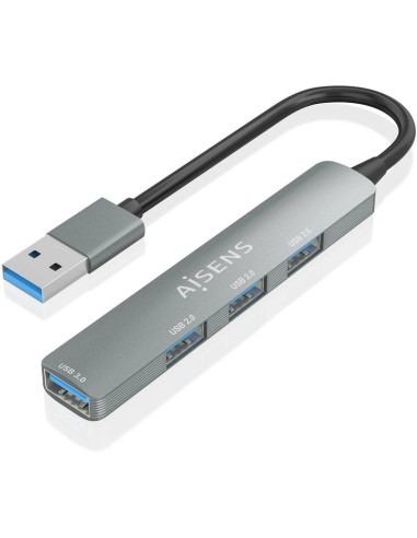 Periferico AISENS A106-0859 - HUB USB 3.0 AISENS A106-0859/ 4XUSB/ GRIS