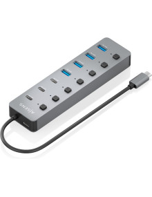 Periferico AISENS ASUC-8P044-GR - HUB USB TIPO-C 3.2 AISENS ASUC-8P044-GR/ 4XUSB/ 3XUSBTIPO-C/ 1XUSB TIPO-C PD/