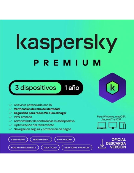 Software KASPERSKY KL1047S5CFS - Kaspersky Premium 3L/1A