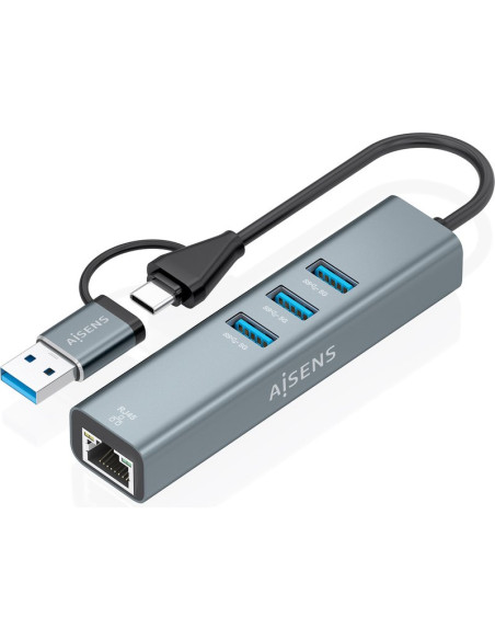 Periferico AISENS A109-1033 - HUB USB + USB TIPO-C 3.2 AISENS A109-1033/ 3XUSB/ 1XRJ45/GRIS