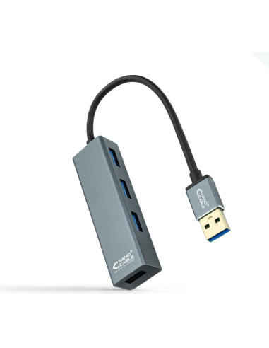 Periferico NANOCABLE 10.16.4402 - Nanocable Hub USB 3.0 4 x USB 3.0 10cm. Gris