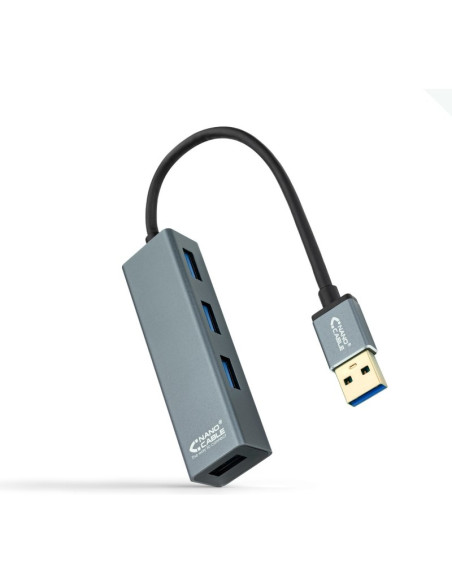 Periferico NANOCABLE 10.16.4402 - Nanocable Hub USB 3.0 4 x USB 3.0 10cm. Gris