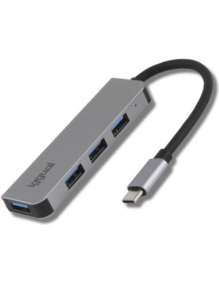Periferico IGGUAL IGG319239 - iggual Hub USB 3.0 tipo C x 4 puertos USB-A 3.0