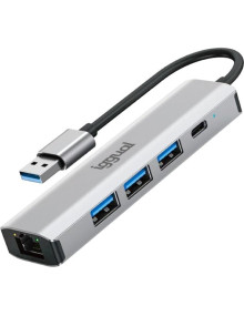 Periferico IGGUAL IGG320778 - iggual Hub USB-A 5 puertos 3xUSB + RJ45 + tipo C