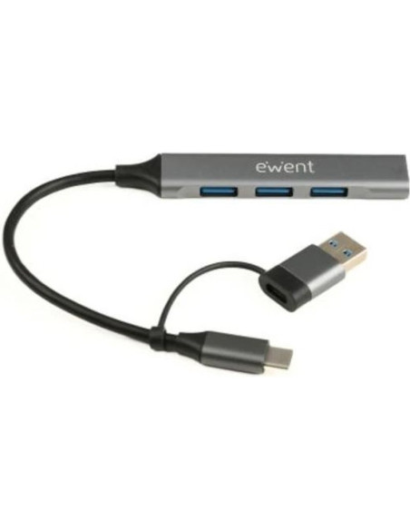 Periferico EWENT EW1154 - EWENT HUB USB-A-C 5Gbps 3puertos 3.1 USB A alum