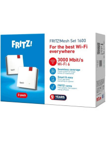 Red FRITZ! 20003126 - Fritz! Mesh WiFi Set 1600 2-pk Repeater WiFi6