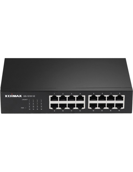 Red EDIMAX GS-1016 V2 - Edimax GS-1016 V2 16-Port GbE Switch Desk/Rack