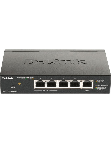 Red D-LINK DGS-1100-05PDV2 - D-Link DGS-1100-05PDV2 Switch 5xGb PoE 1xPD (18W)