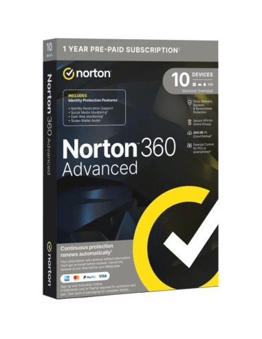 Software NORTON 21468803 - NORTON 360 Advance 200GB ES 1us 10 dispositivos 1A