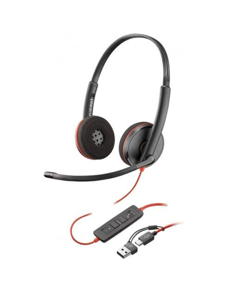 Altavoz HP 31814 - HP POLY AURICULARES BLACKWIRE C3220 DIADEMA BIAURAL ESTEREO MICROFONO CONTROL DE VOLUMEN CON ADAPTADOR NEGRO