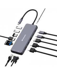 Periferico VERBATIM 57978 - VERBATIM HUB PRO USB-C A 2XHDMI/1XVGA/1XRJ45/3XUSB-A 3.2/1XUSB-C 3.2/2XUSB-A PLATA