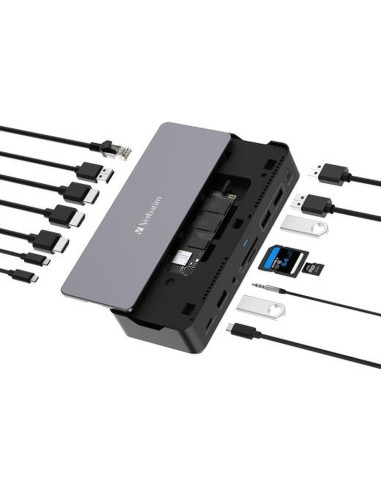 Periferico VERBATIM 58110 - VERBATIM DOCK STATION 15 EN 1 USB-C A 2XHDMI/1XDP/1XRJ45/1XUSB-A 3.1/2XUSB-A 3.0/1XUSB-A 2.0/1XUSB-C
