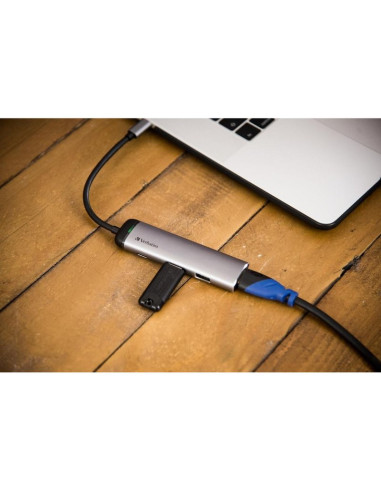 Periferico VERBATIM 37598 - VERBATIM HUB MULTIPUERTO USB-C / 2XUSB 3.0 / HDMI CARGA USB-C PLATA