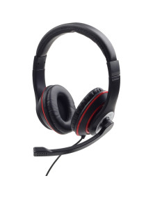 Auriculares_Altavoces GEMBIRD AU0232105 - Gembird MHS-03-BKRD auricular y casco Auriculares Alambrico Diadema Juego Negro, Rojo