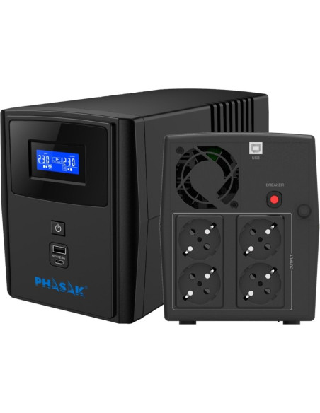 Sai PHASAK PHK-SAI SIRIUS 1260 VA INT - SAI Linea Interactiva Phasak SIRIUS 1200 VA Interactive/ 1200VA-720W/ 4 Salidas Torre