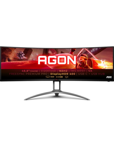 Monitor AOC AG493UCX2 - Monitor gaming ultrapanoramico curvo aoc agon ag493ucx2 48.8' dual qhd 1ms 165hz va multimedia negro