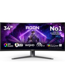 Monitor AOC AG346UCD - Monitor gaming aoc oled agon pro ag346ucd 34 "gris oscuro/negro, wqhd, qd-oled, curvo, hub usb, panel