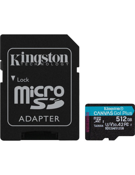 Accesorio KINGSTON 1396073 - Kingston Technology Tarjeta microSDXC Canvas Go Plus Gen4 de 512 GB, 200 MB/s, A2 U3 V30 adaptador