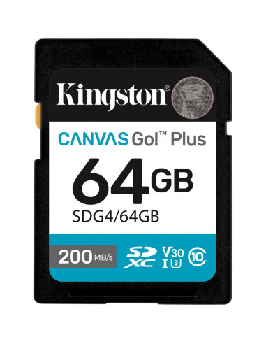 Memoria RAM KINGSTON 1396081 - Kingston Technology 64GB SDXC Canvas Go Plus Gen4 200MB/s C10 UHS-I U3 V30