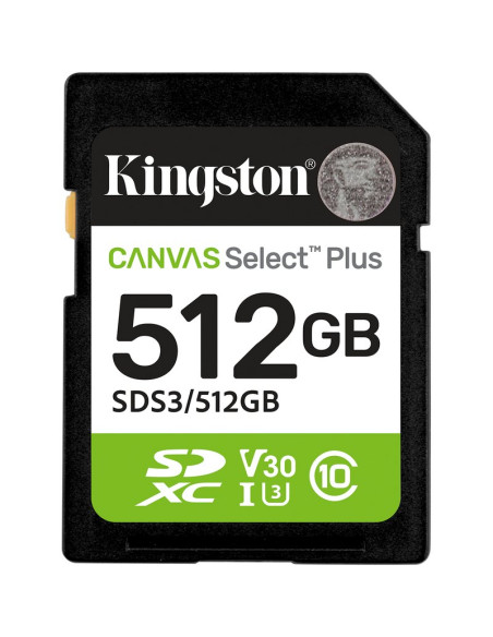 Memoria RAM KINGSTON 1400998 - Kingston Technology 512 GB SDXC Canvas Select Plus Gen3 150 MB/s C10 UHS-I U3 V30