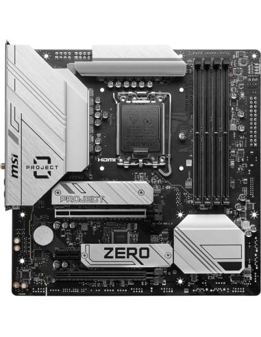 Placa base MSI 1382172 - PLACA MSI B760M PROJECT ZERO,BTF,INTEL,1700,B760,4DDR5,256GB,HDMI+DP,4SATA3/6G+2M.2,9USB3.2,2.5GB+WIFI6