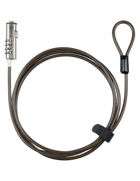 Accesorio NANOCABLE 1373064 - TooQ Cable de Seguridad Tipo NANO con Combinacion para Portatiles 1.5 metros, Gris Oscuro