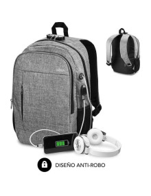 Accesorio SUBBLIM SUB-MOCHI BP-1UL0001 - Mochila Subblim Urban Lock para Portatiles hasta 16'/ Puerto USB/ Antirrobo/ Gris