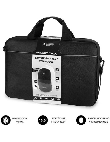 Perifericos SUBBLIM SUB-MAL LB-2SP0001 - Maletin + Raton Subblim Select Pack para Portatiles hasta 15.6'/ Cinta para Negro