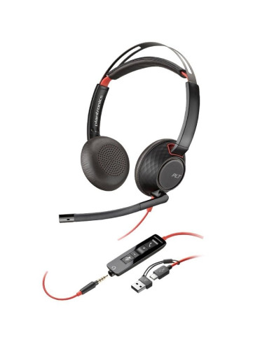 Altavoz POLY HP-POL 8X231A6 - Auriculares Poly Blackwire 5220 USB-C + 3.5 mm + Adaptador USB-C/A/ con Negros