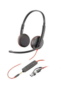 Altavoz POLY HP-POL 8X229A6 - Auriculares Poly Blackwire 3225 + 3.5 mm + Adaptador USB-C/A/ con Microfono Negros