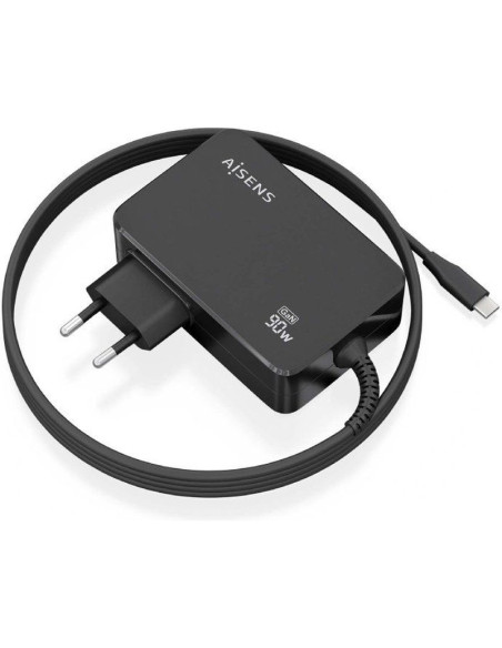 Accesorio AISENS AIS-CARGA ASCH-1PD90WL034-BK - Cargador de Portatil GaN Aisens ASCH-1PD90WL034-BK/ 1xUSB Tipo-C + Cable 1.8m