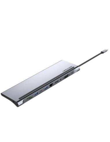 Accesorio VENTION VEN-DOCK THTHC - Docking USB Tipo-C Vention THTHC/ 1xHDMI/ 1xVGA/ 3xUSB/ 1xUSB Tipo-C/ 1xUSB Tipo-C PD Gris