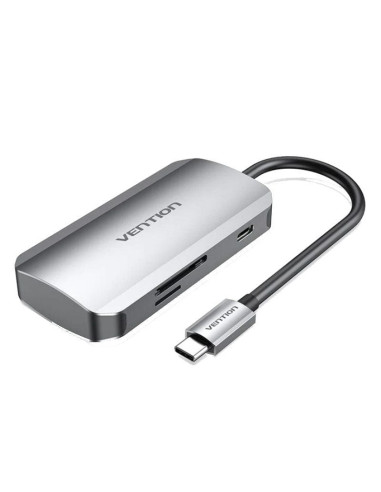 Accesorio VENTION VEN-DOCK TNHHB - Docking USB Tipo-C Vention TNHHB/ 3xUSB/ 1xUSB Tipo-C PD/ 1xLector Tarjetas SD y Gris