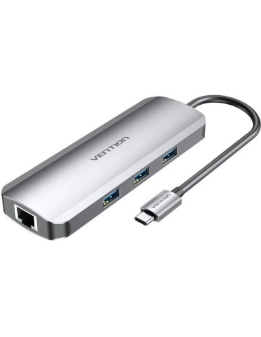 Accesorio VENTION VEN-DOCK TOLHB - Docking USB Tipo-C Vention TOLHB/ 1xHDMI 4K/ 3xUSB/ 1xUSB Tipo-C PD/ 1xRJ45/ 1xLector Gris