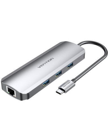 Accesorio VENTION VEN-DOCK TOLHB - Docking USB Tipo-C Vention TOLHB/ 1xHDMI 4K/ 3xUSB/ 1xUSB Tipo-C PD/ 1xRJ45/ 1xLector Gris