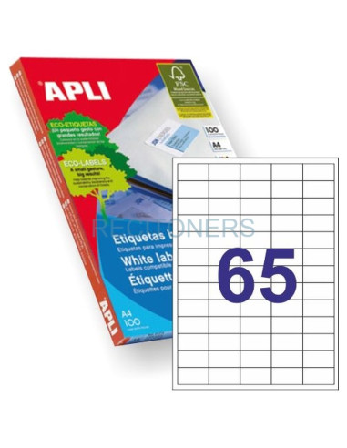 Papeleria 01283 APLI - ETIQUETAS APLI 01283 38X21,2 100A4 6500UD.